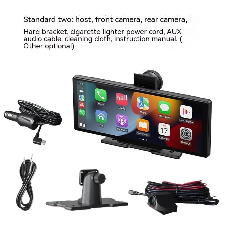10.26-inch wireless CarPlay car multimedia recorder with capacitive touch screen in black
