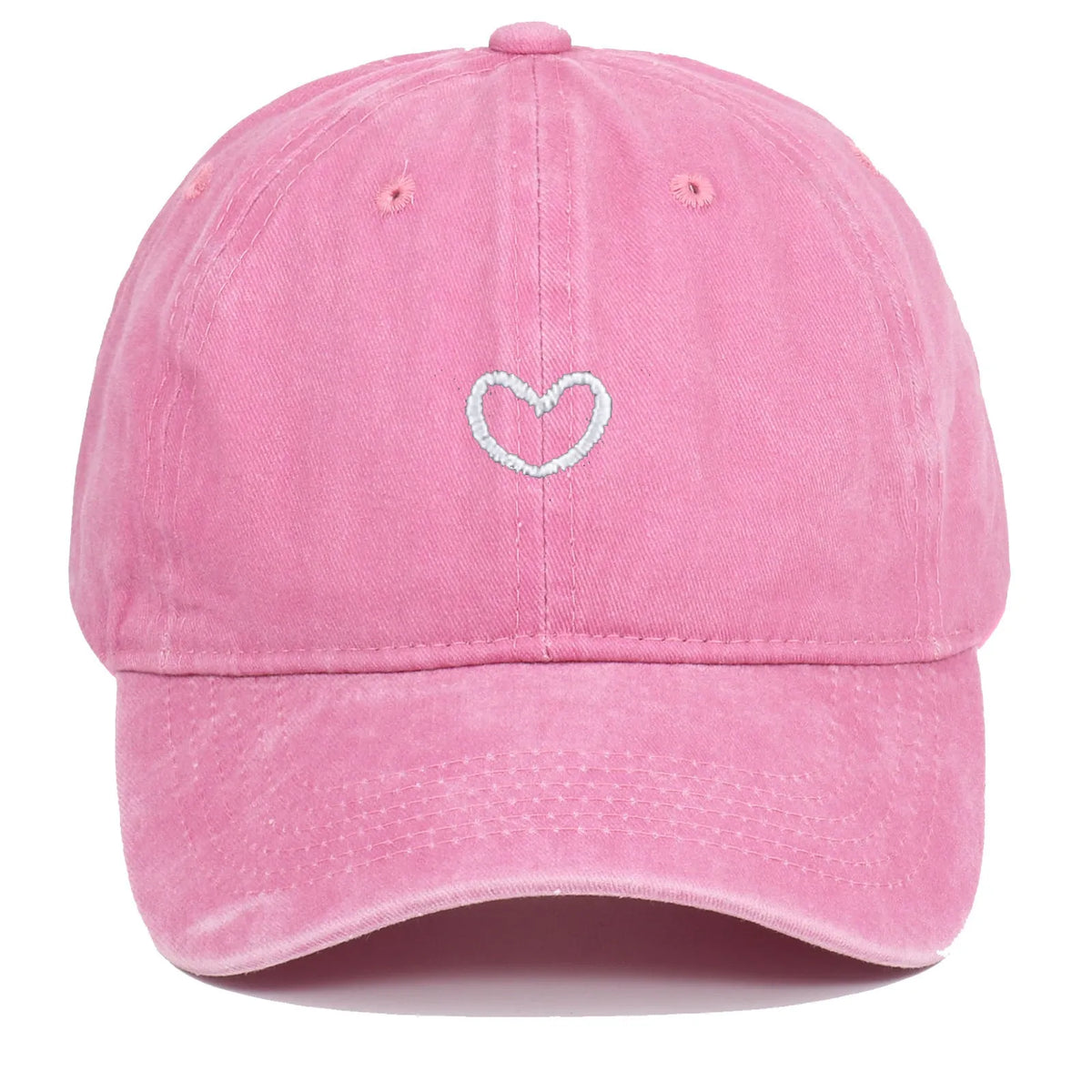 Artistic retro small love embroidered soft top cotton peaked cap in adjustable size.