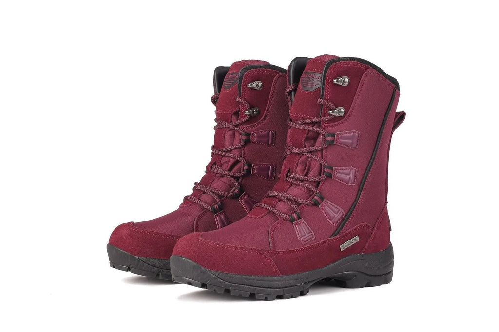 Women's mid-calf length thermal snow boots in genuine leather with round toe design
