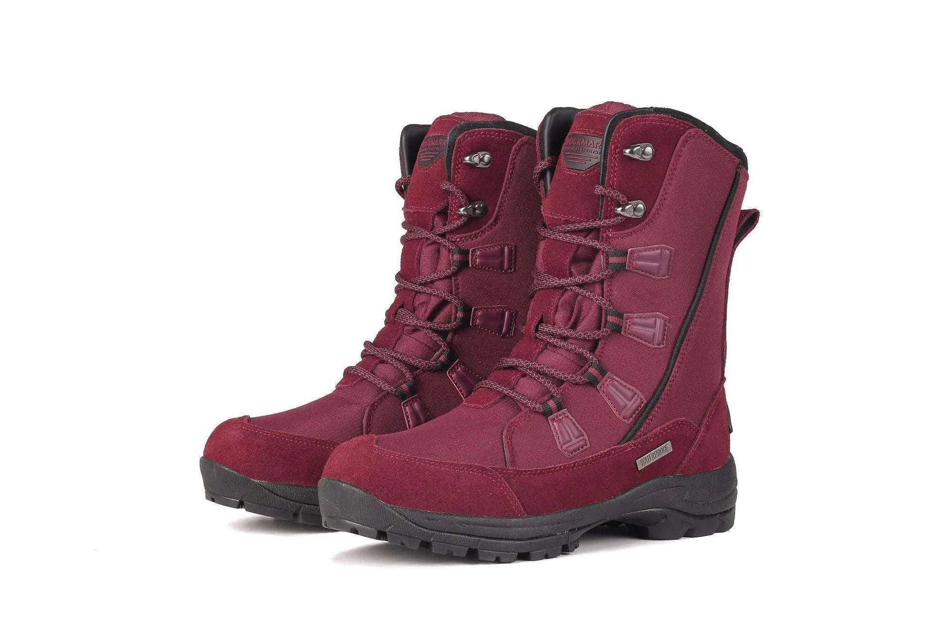 Women's mid-calf length thermal snow boots in genuine leather with round toe design