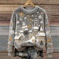 Women's round-neck sweatshirt with 3D effect pattern and loose fit in polyester fabric
