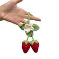 Handwoven strawberry-shaped car pendant decoration in cotton and hemp materials