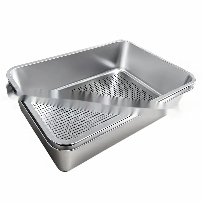Extra large leak-proof sand filtering detachable open cat litter box with stainless steel basin