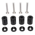 Aluminium machine cover pad height sheet with screws, nuts, washers in black, blue, and red colours.