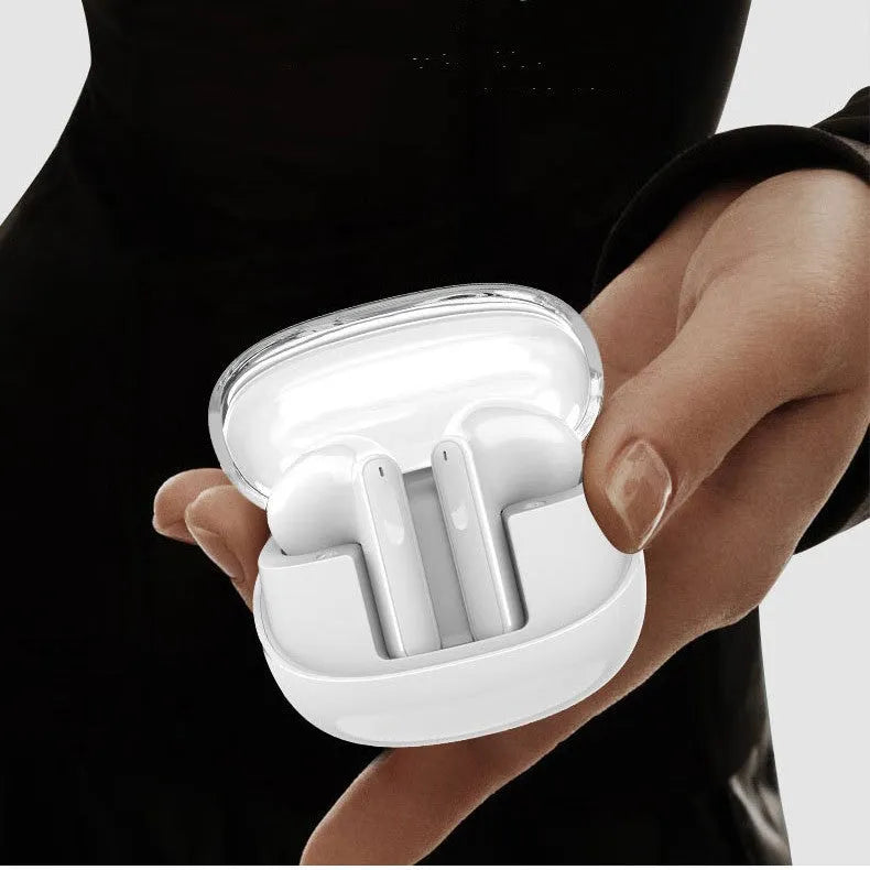 Wireless Bluetooth 5.3 transparent mini earbuds with 9D stereo sound, ergonomic fit, black colour