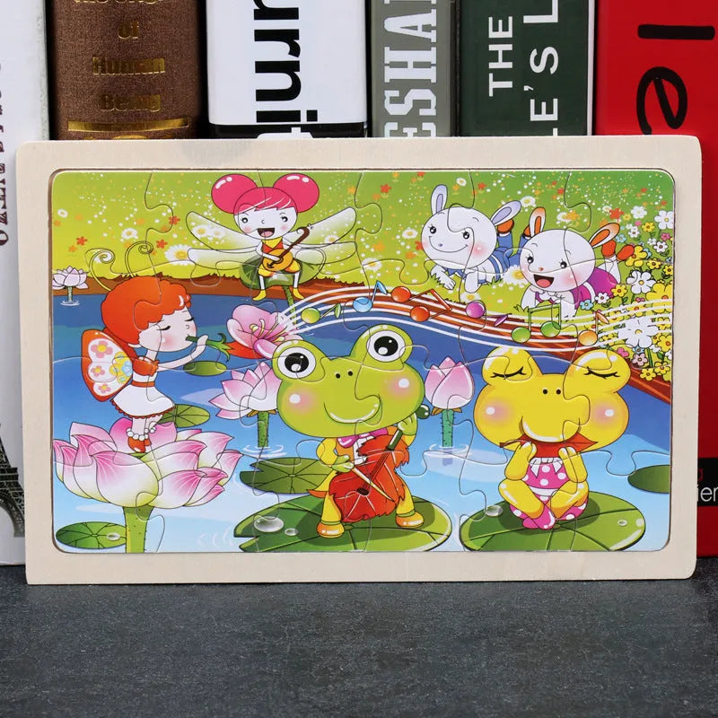 80 piece wooden animal jigsaw puzzle in iron box with non-toxic paint for children aged 3+