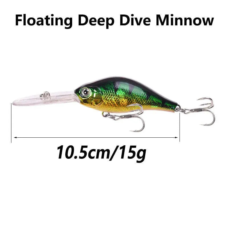 Little Fat Man deep diving long tongue board mino fishing lure, 10.5cm length