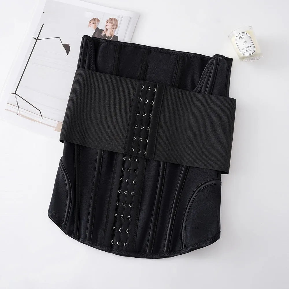 Adjustable nylon belly band waist training belt in black colour with tie closure