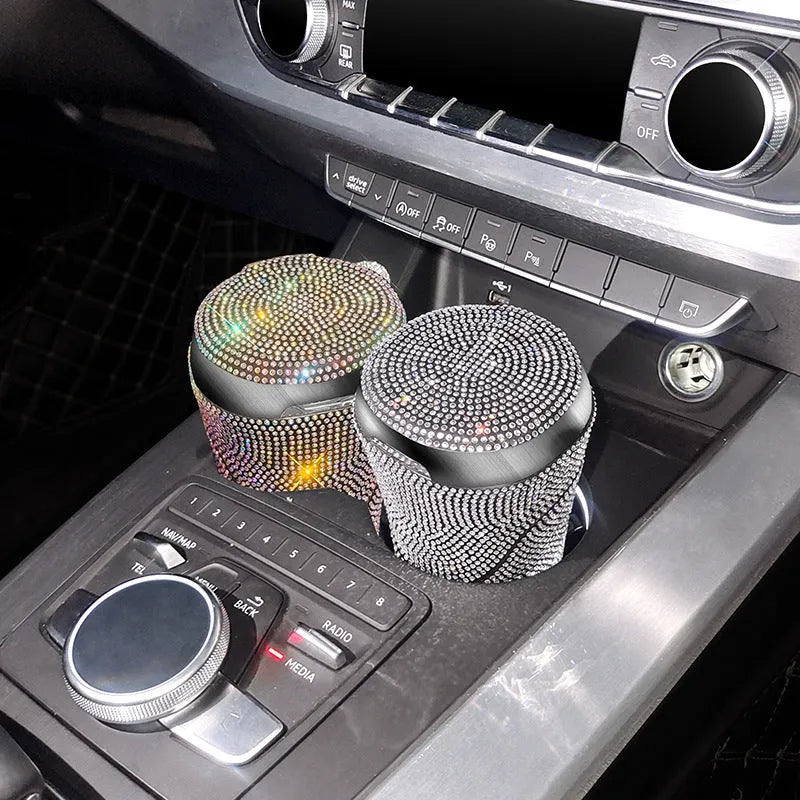 Creative diamond-shaped plastic car ashtray in multi-colour option, 13x8.5x8.5cm size for vehicle interior