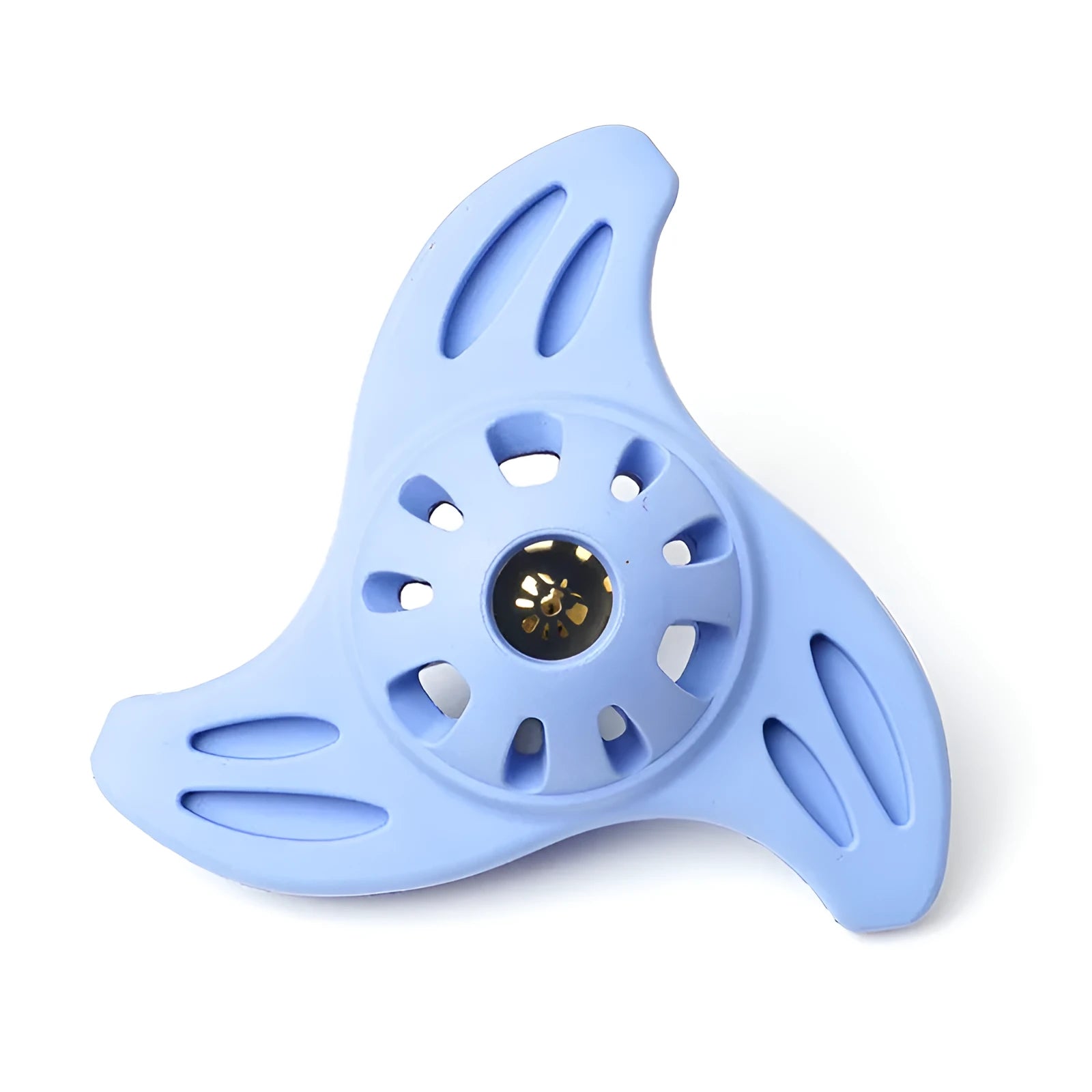 Blue bite-resistant rubber boomerang dog chew toy for medium and large breeds