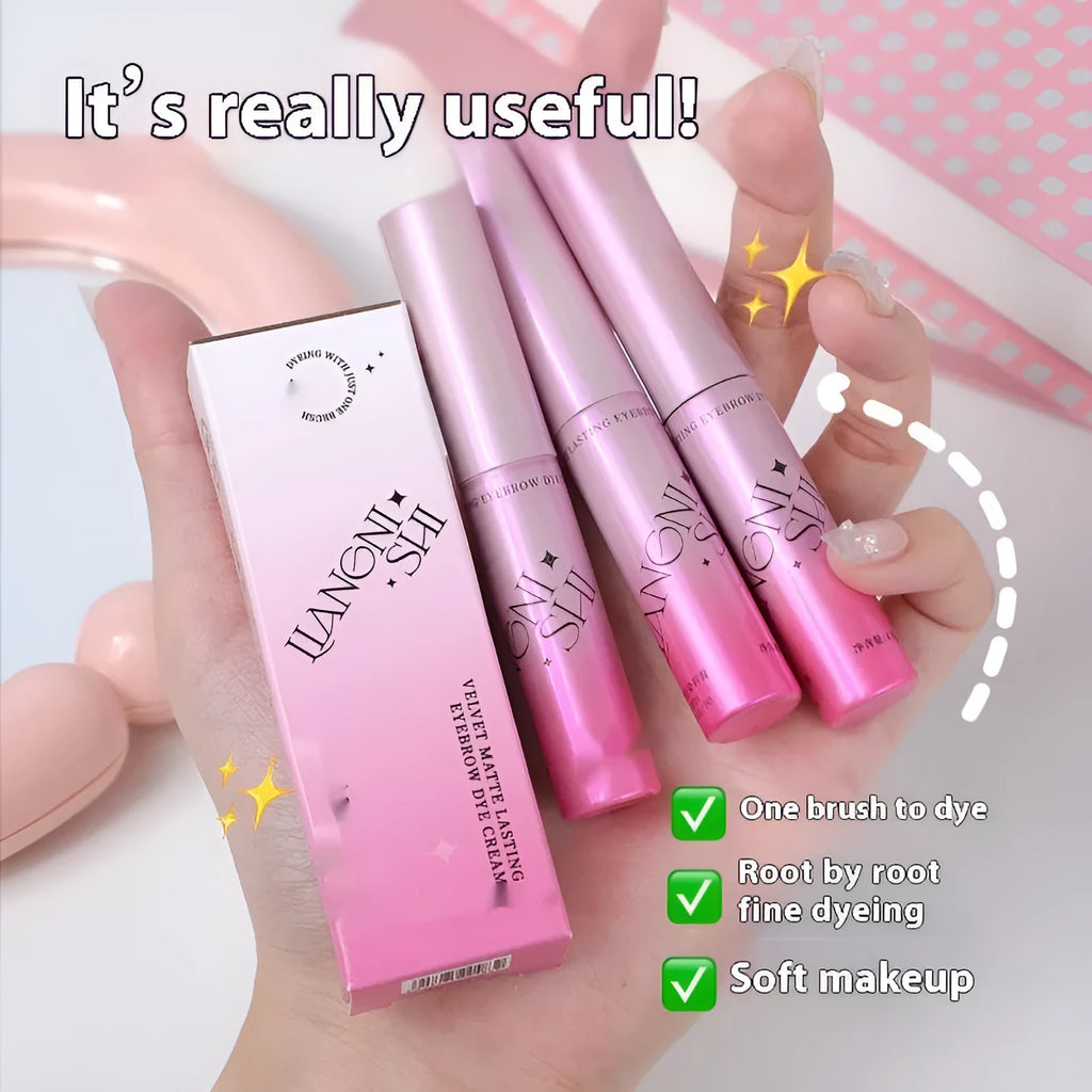 Pot of Velvet Fog eyebrow cream in one of four shades: grey, brown, or black-brown, showing 4.5g net content.