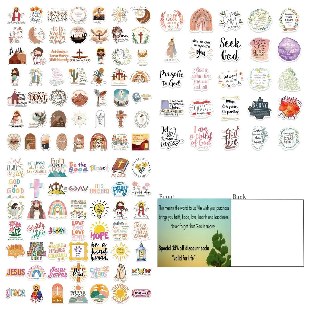 Assorted random pattern graffiti stickers from a 50-piece decorative vinyl decal pack.