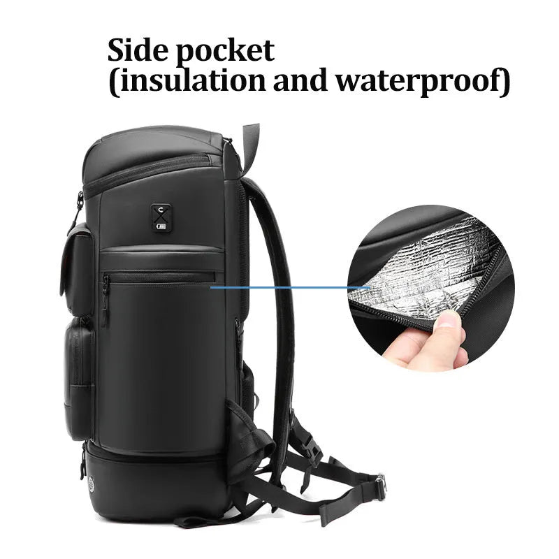 Black leisure outdoor backpack with 55cm height waterproof Niujin textile fabric
