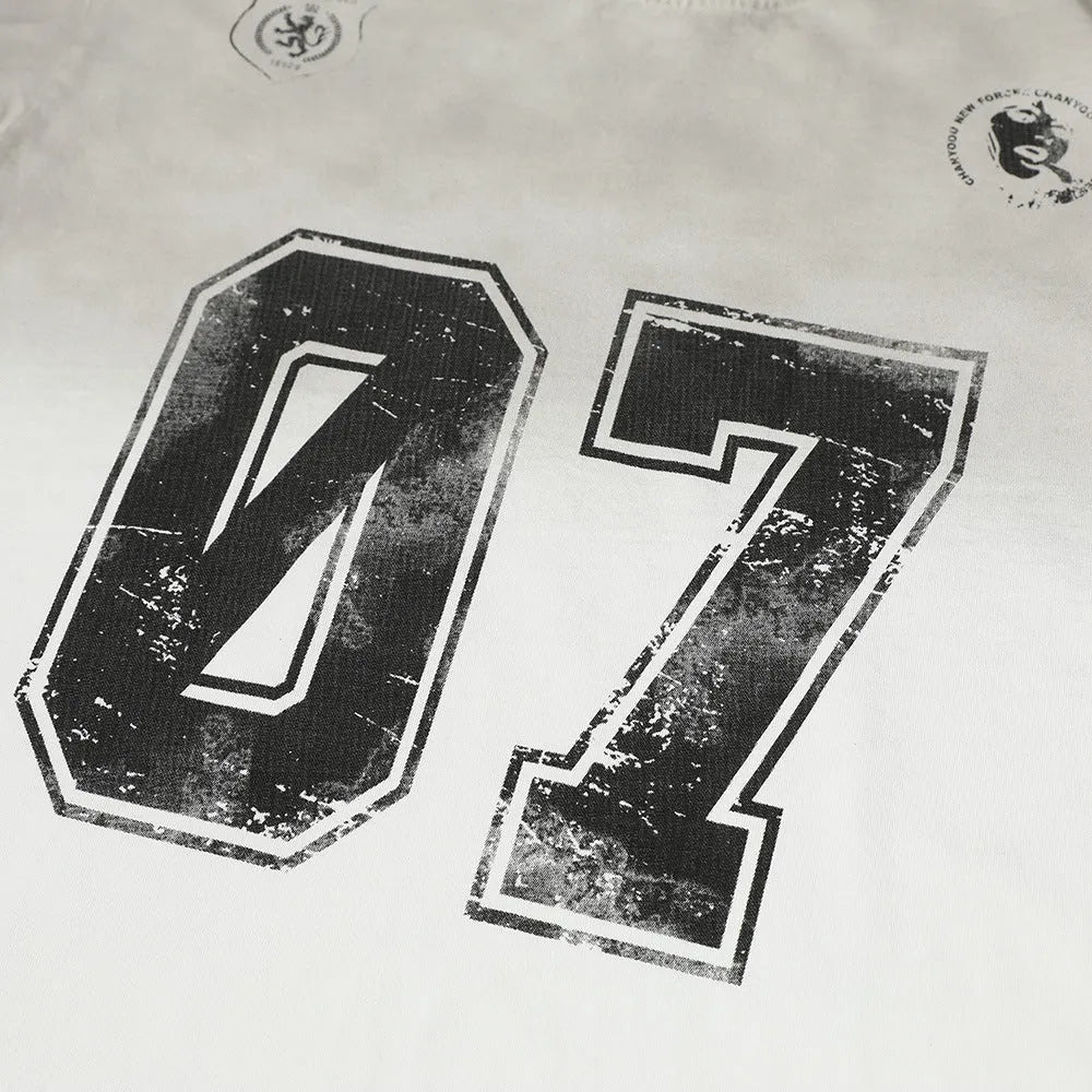 Men's black and white pure cotton short-sleeved printed T-shirt showing front design