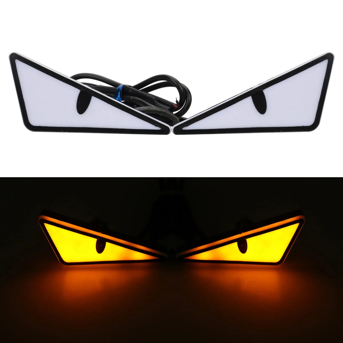 Triangle eyes motorcycle decorative light in semicircle shape plastic waterproof 12V set of two