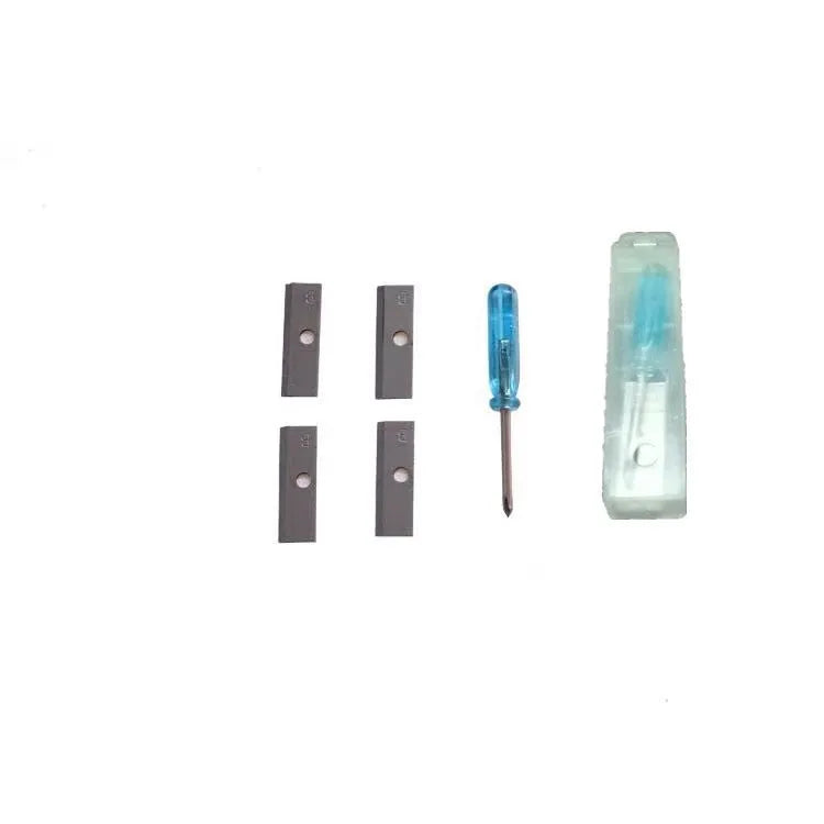 Geometric plastic pencil sharpener with four holes and screwdriver for art supplies
