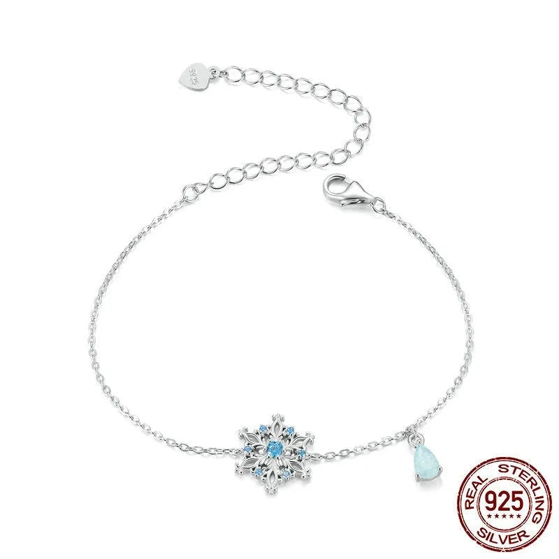 Snowflake S925 sterling silver ice flower bracelet for women, electroplated, colour SCB263