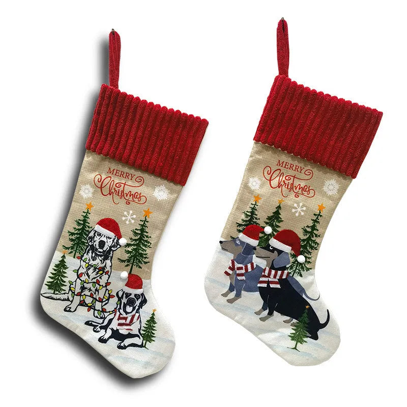 46cm cloth Christmas pendant with pet sock patterns in pastoral or American style