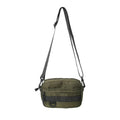 Men's nylon crossbody messenger bag in solid colour with visible sewing thread detail
