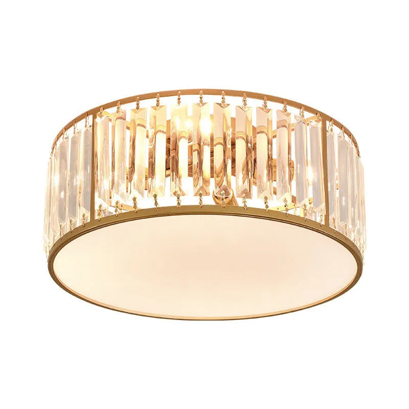 Modern crystal ceiling lamp in golden finish on ceiling