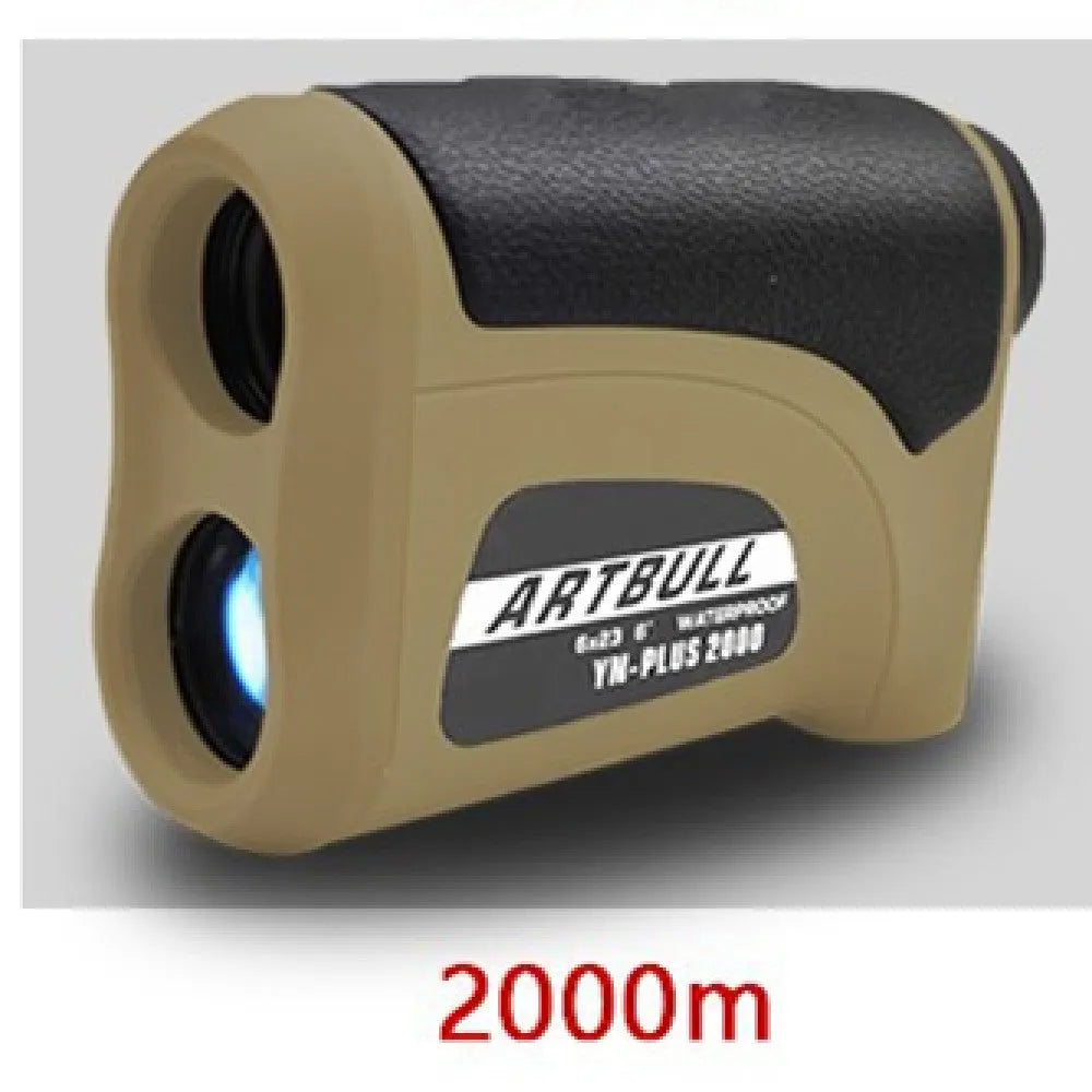 Laser golf rangefinder telescope 102x35x69mm with LCD display and CR2 battery, available in four colours