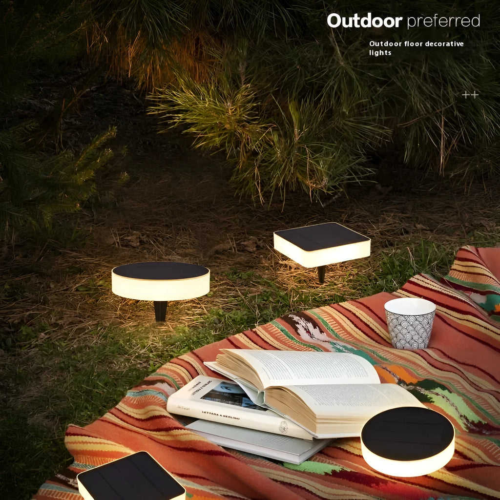 Solar underground light, IP44 outdoor household ground lamp, round or square decorative style, 5W rated power.