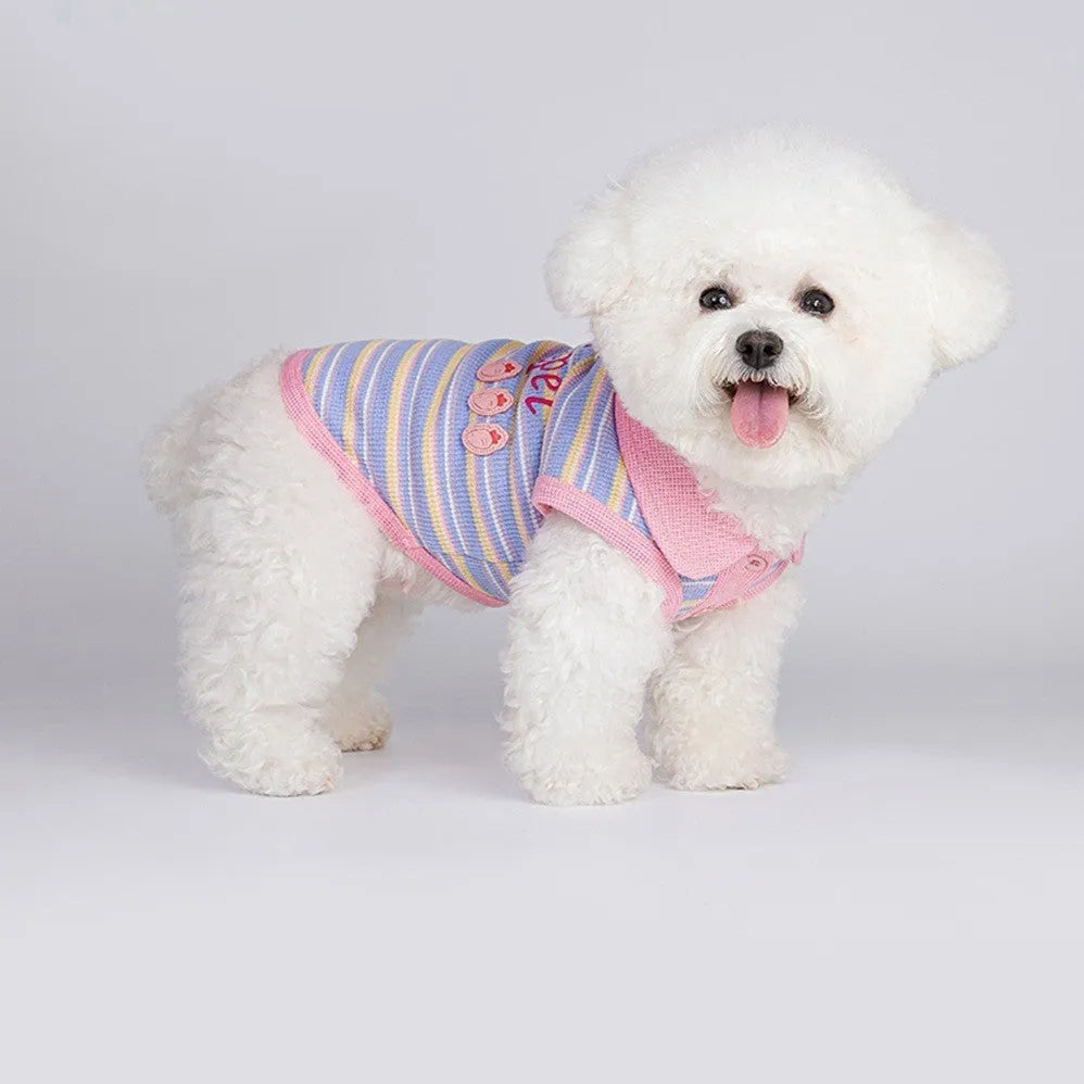 Pink purple dog vest for autumn wear with size options from XXS to XXL for dogs 1.50kg to 14.00kg
