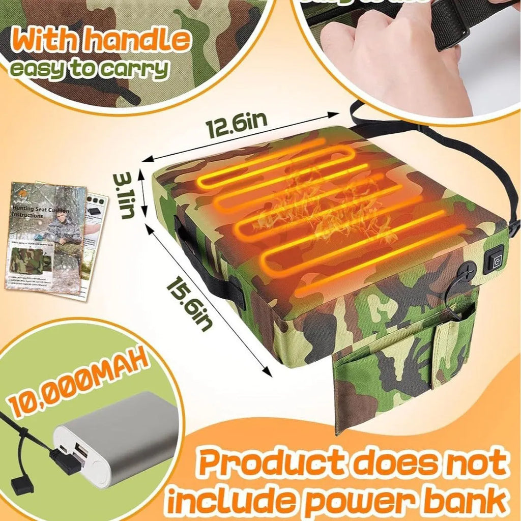 Camouflage heating cushion made of Oxford cloth, size 40x32x7cm, for outdoor stadium use on bleacher seats