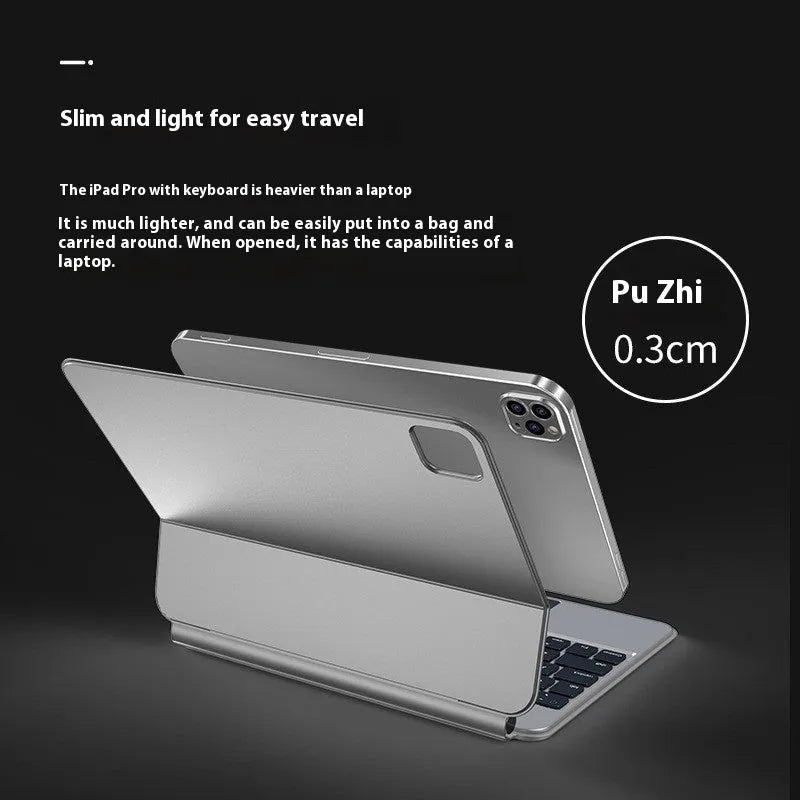 11-inch magnetic Bluetooth keyboard case for iPad in black, white, pink, purple, and blue colour options.
