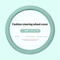 Leather steering wheel cover in navy blue for 38cm car steering wheel