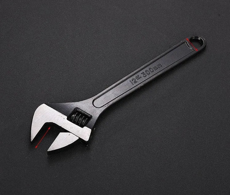 High carbon steel adjustable wrench with black finish in multiple sizes