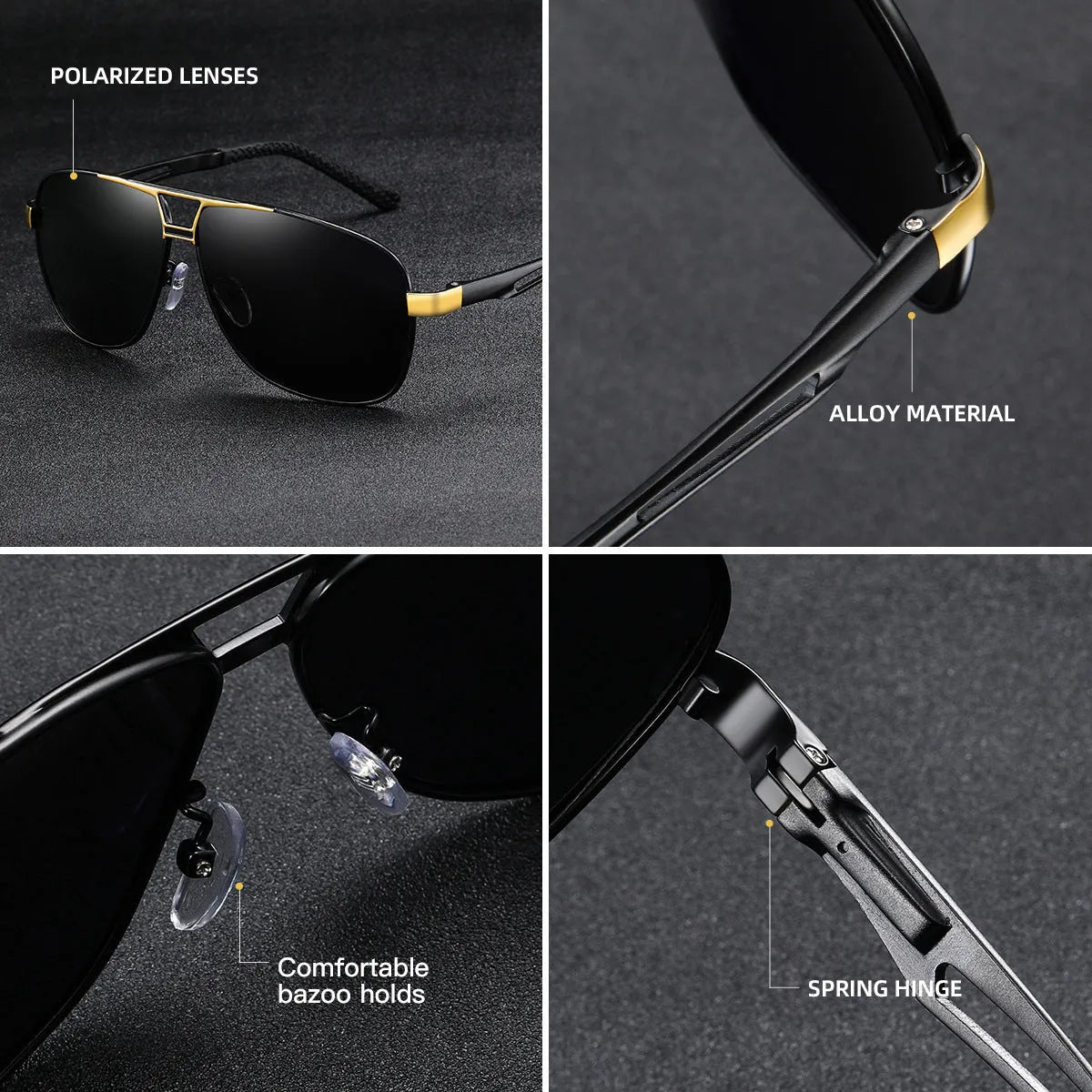 Men's polarised aviator sunglasses with orange red lenses and metal frame