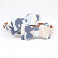 Camouflage Series bowknot pet collar in colourful finish on blue background
