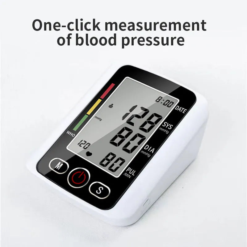 ARM type electronic blood pressure monitor with large screen display on cuff