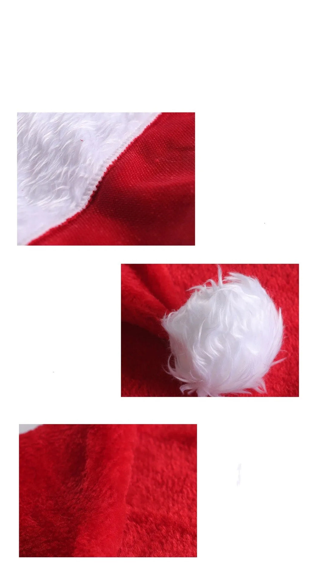 Red and white plush Santa hat with 20 multicolour LED lights glowing around its base and a white pom pom.