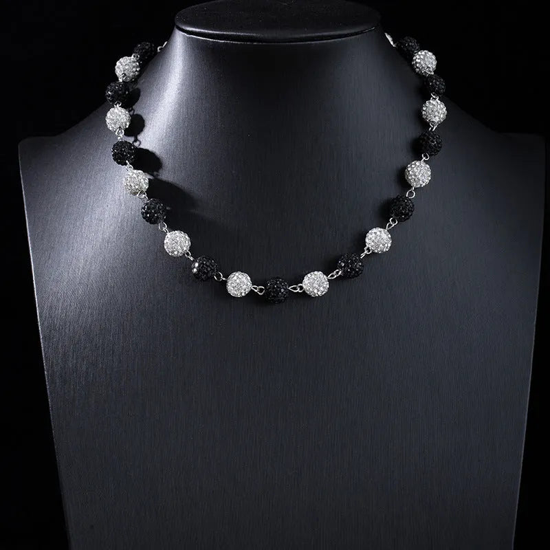 Alloy hip hop waist chain with diamond ball zipper detail, 115cm length, black colour option on display