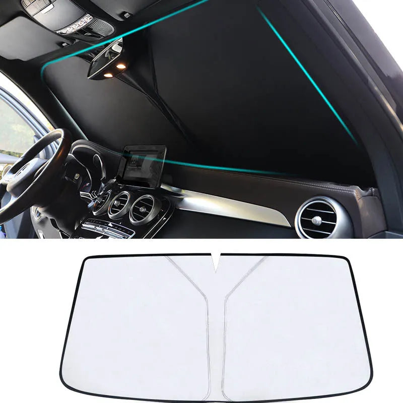 Nylon mesh sun shade heat insulation for Tesla Model 3 and Y front windshield with buckle attachment