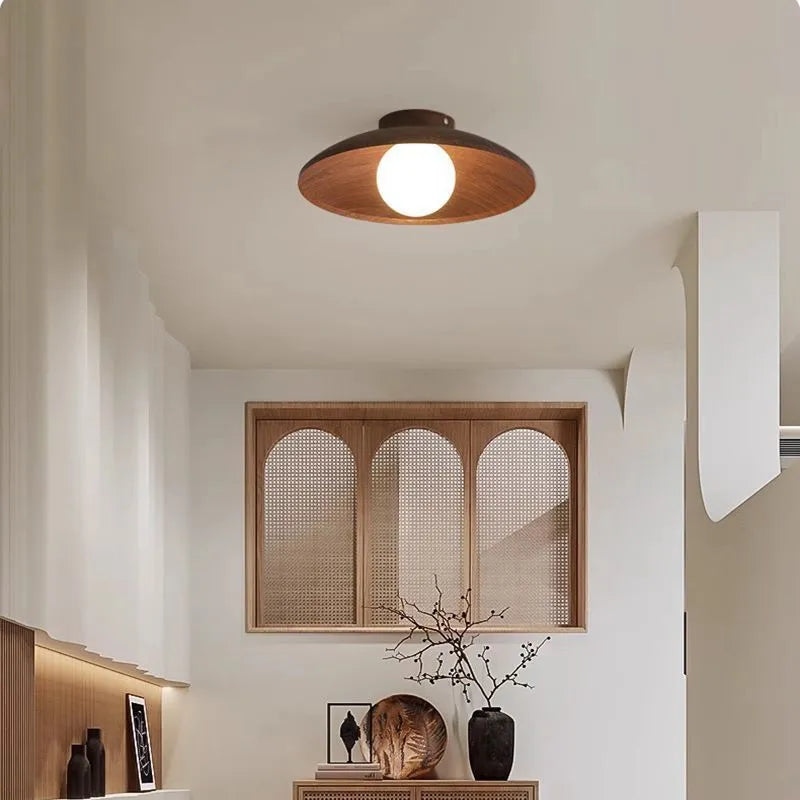 Japanese retro chandelier 30cm wood colour ceiling light for restaurant bar bedroom