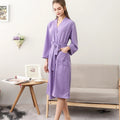 Women's thin cardigan nightgown with three-quarter sleeves in navy blue polyester