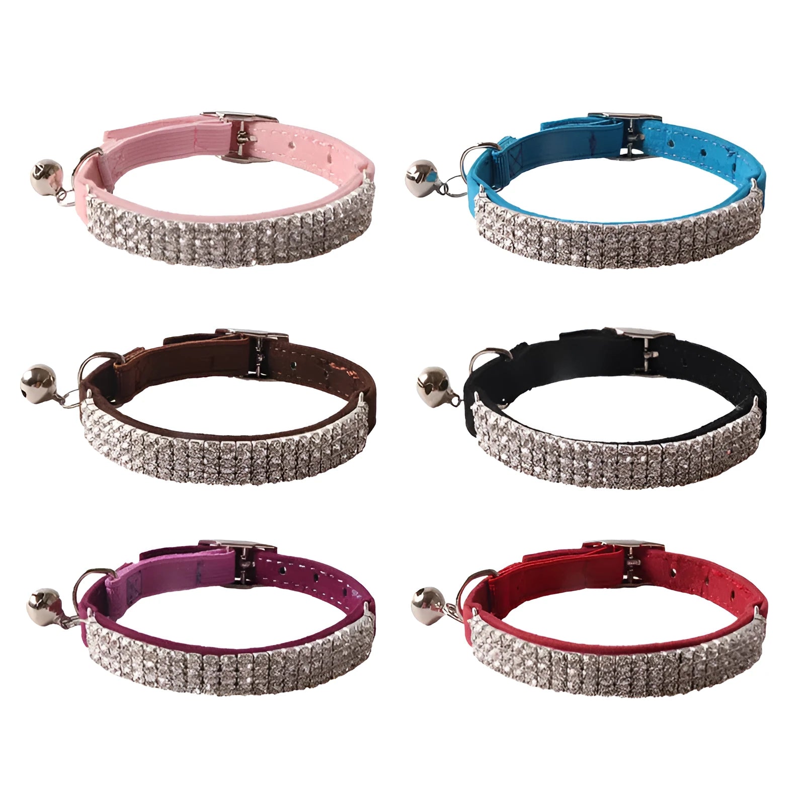 Soft flocked flannel cat collar with elastic buckle in six colour options.