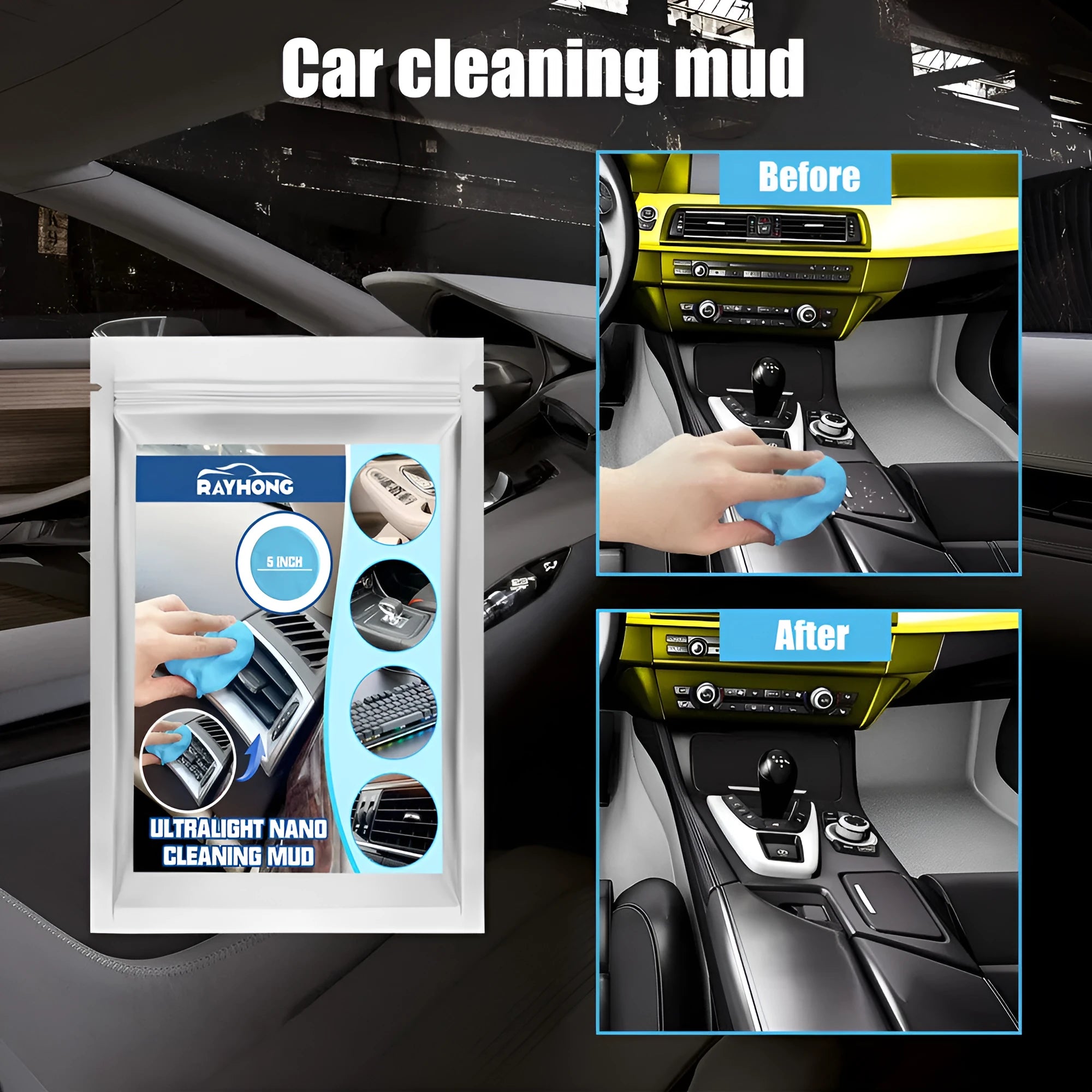 Car interior cleaning mud putty for gap and vent dust removal