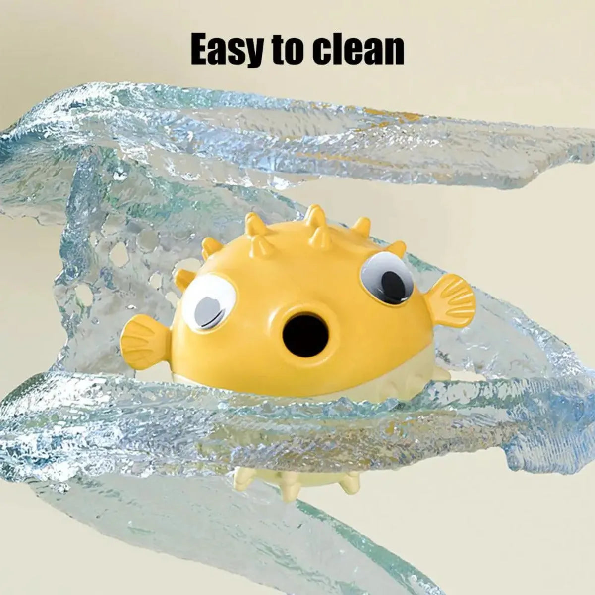 Yellow vinyl fish-shaped dog chew toy with textured surface for tough chewing and dental care.