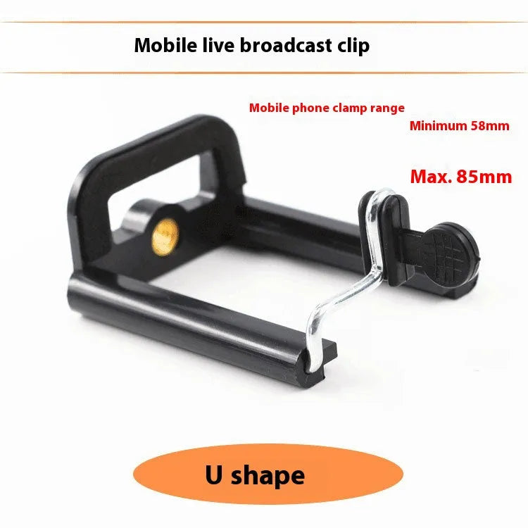 Black plastic U clip mobile phone bracket for universal smartphone mounting