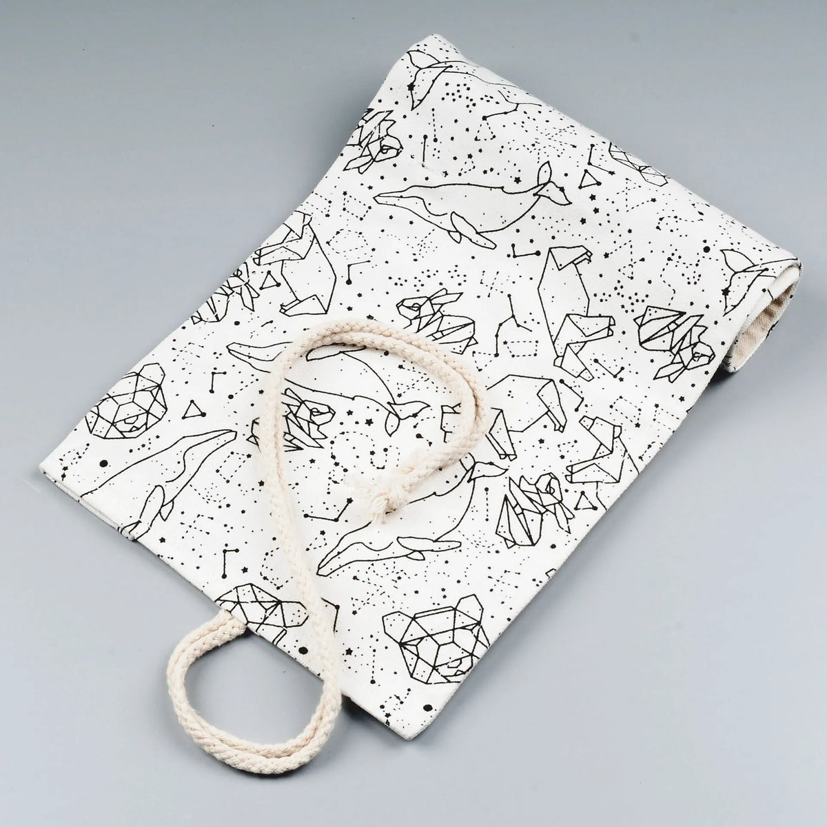 Canvas roll-up pencil case in black starry sky and constellation colours with 12 to 108 hole options