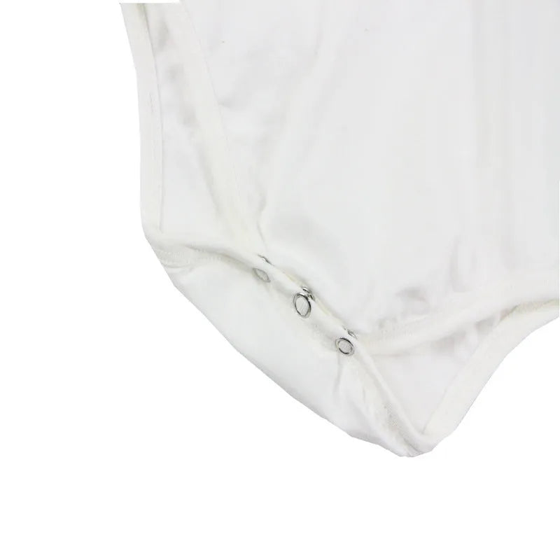 White baby cotton overalls suit with long sleeves, triangle jumpsuit, and suspenders, no hat