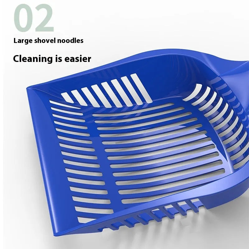Plastic cat litter scoop in red, yellow, or blue colours with medium or small size options