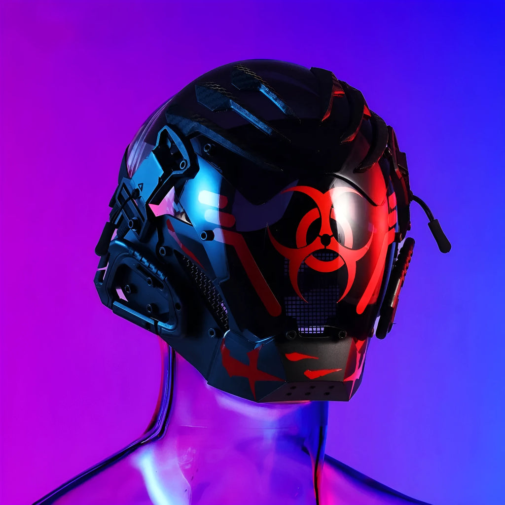 Black bioweapon tech full face prop mask helmet for costume events