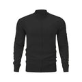 Cotton stand collar zip-front casual sweater in loose fit design