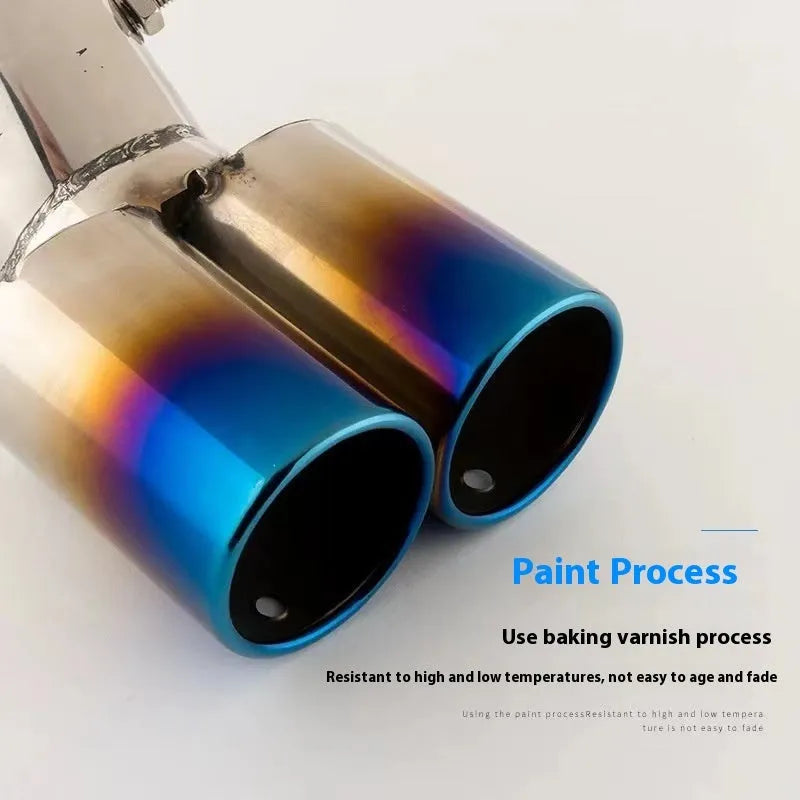 Universal metal car exhaust pipe back segment tailpipe for most car models in baked blue, black silver or full colour