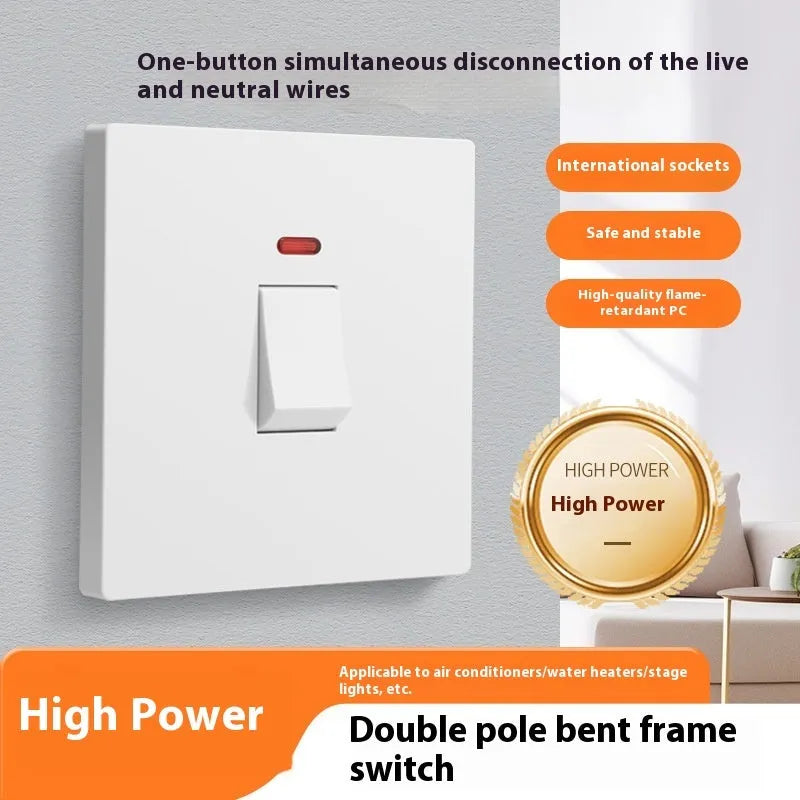 High current 3P electrical switch with light panel for water heaters and air conditioners